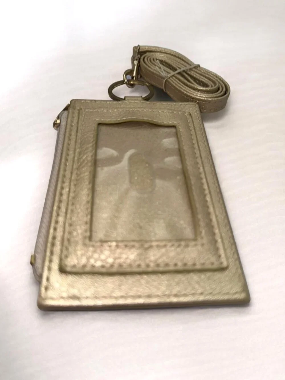 Metallic Gold Card Holder Wallet With Detachable Strap & Keyring ID Window